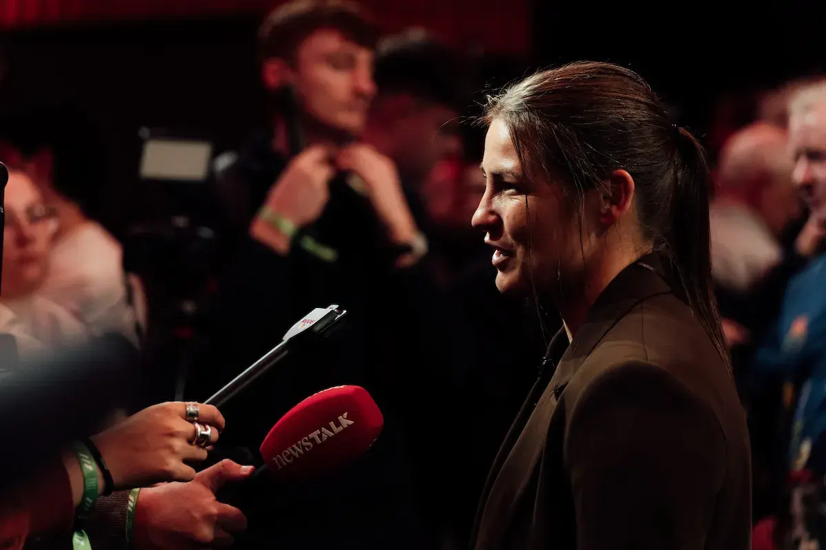 Katie Taylor takes questions at Croke Park, Dublin on June 5, 2026