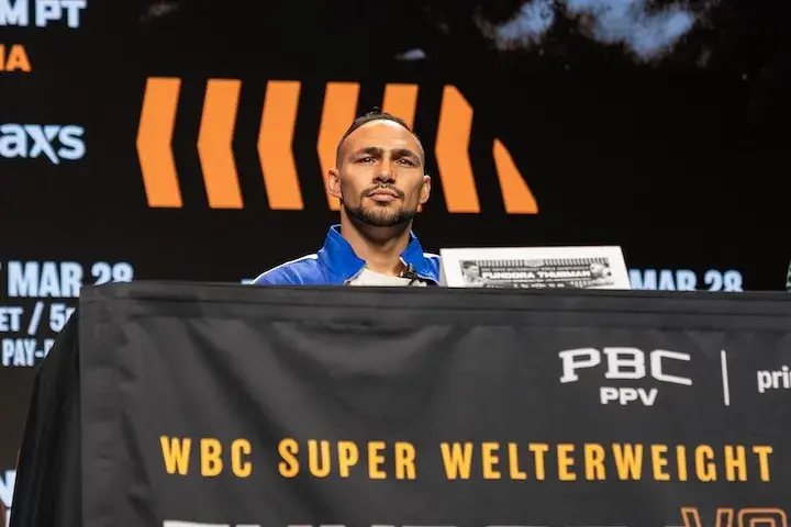 Keith Thurman at a press conference to promote to his fight with Sebastian Fundora on February 4, 2026.