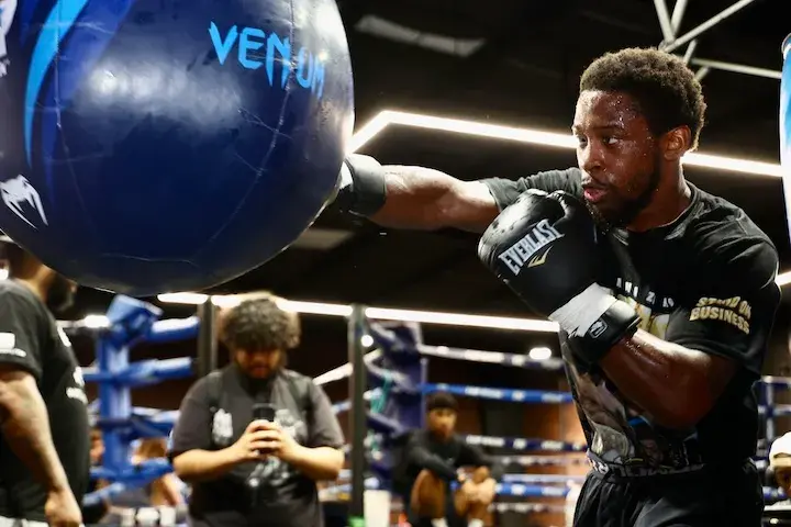 Keyshawn Davis in training camp in Las Vegas for his rematch against Nahir Albright. (May 8, 2026)