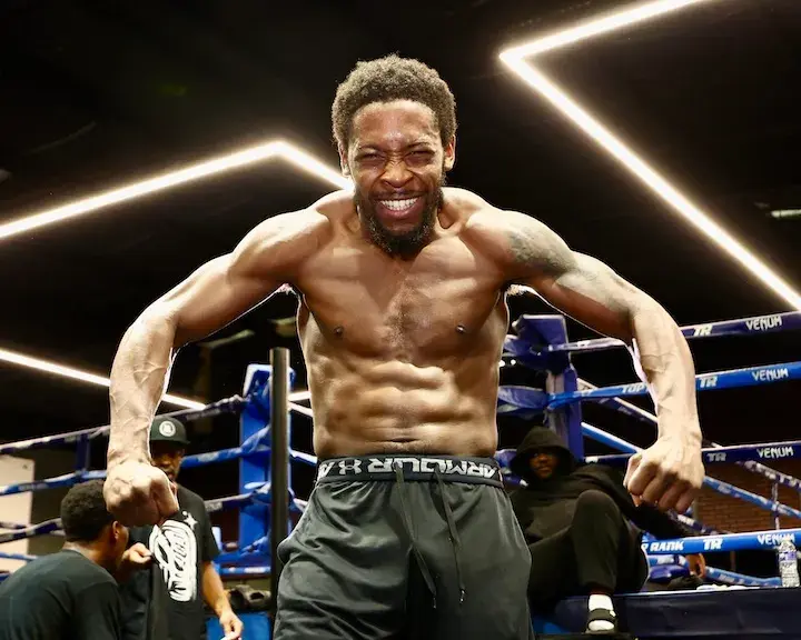 Keyshawn Davis in training camp in Las Vegas for his rematch against Nahir Albright. (May 8, 2026)