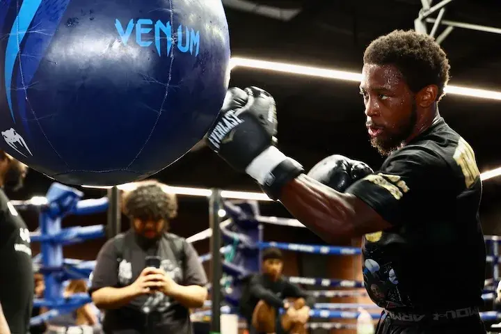 Keyshawn Davis in training camp in Las Vegas for his rematch against Nahir Albright. (May 8, 2026)