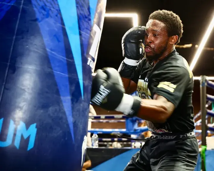Keyshawn Davis in training camp in Las Vegas for his rematch against Nahir Albright. (May 8, 2026)