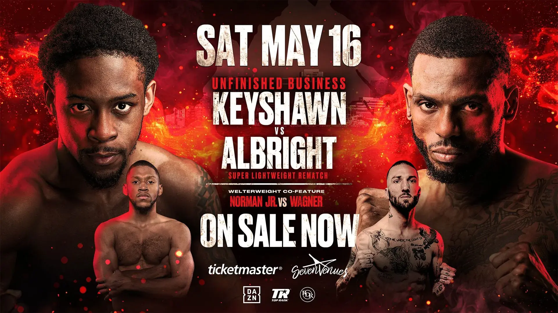 Fight art for the rematch between Keyshawn Davis and Nahir Albright on May 16, 2026.