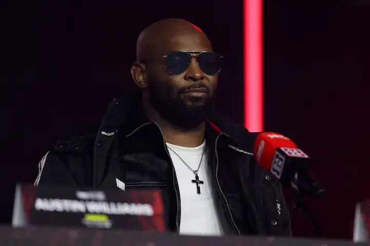 Heavyweight Kingsley Ibeh at a New York press conference ahead of his fight with Jarrell Miller. (January 29, 2026)