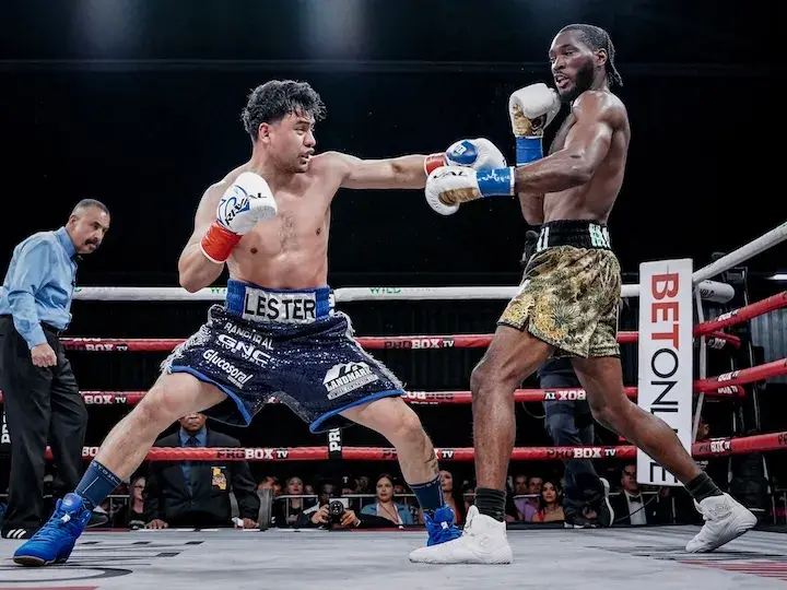 Lester Martinez stopped Joeshon James in four rounds at the Orange Show Events Center in San Bernardino, California, on March 22, 2025.
