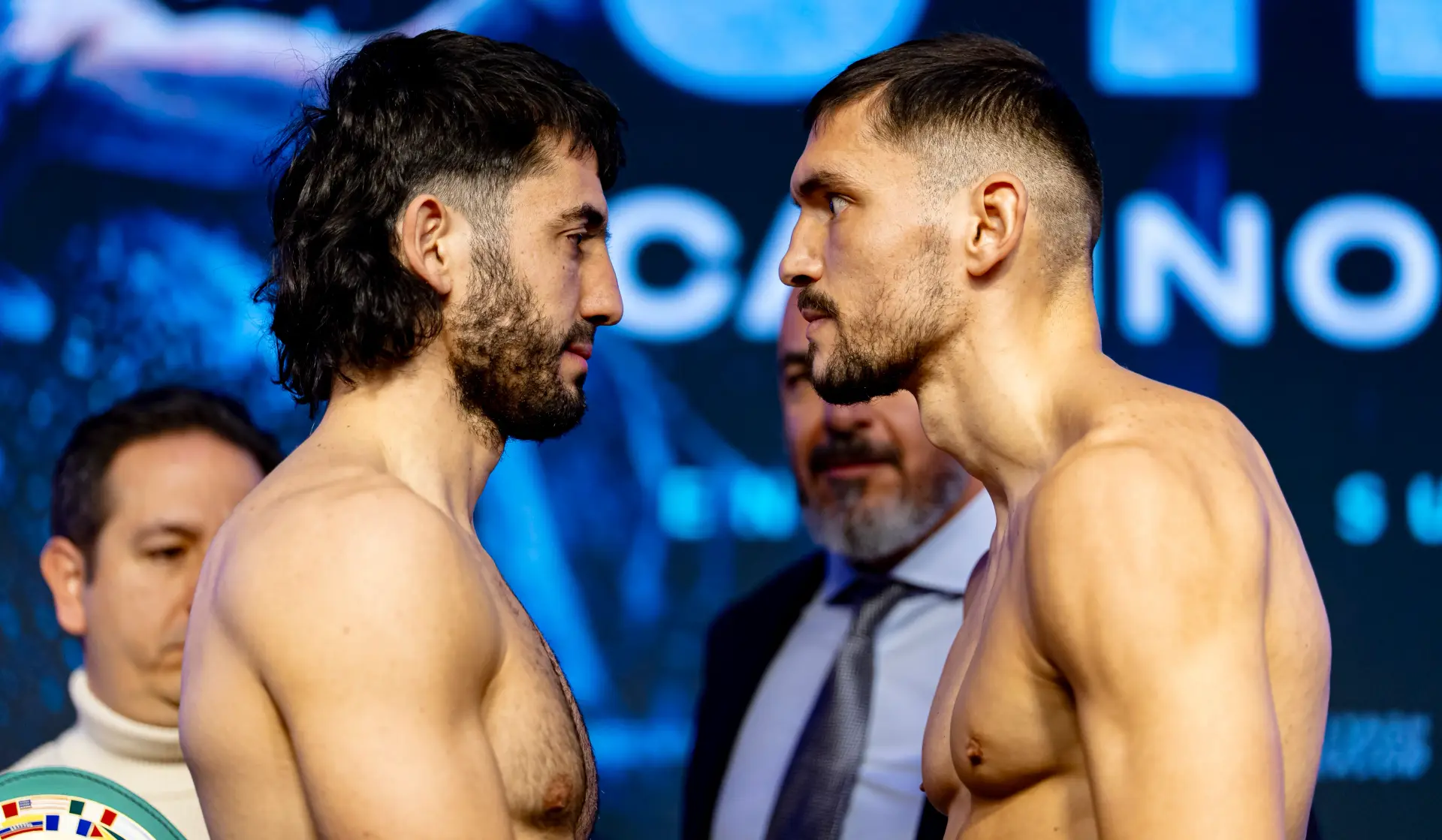 Mehmet Unal and Altin Zogaj face-off after making weight.