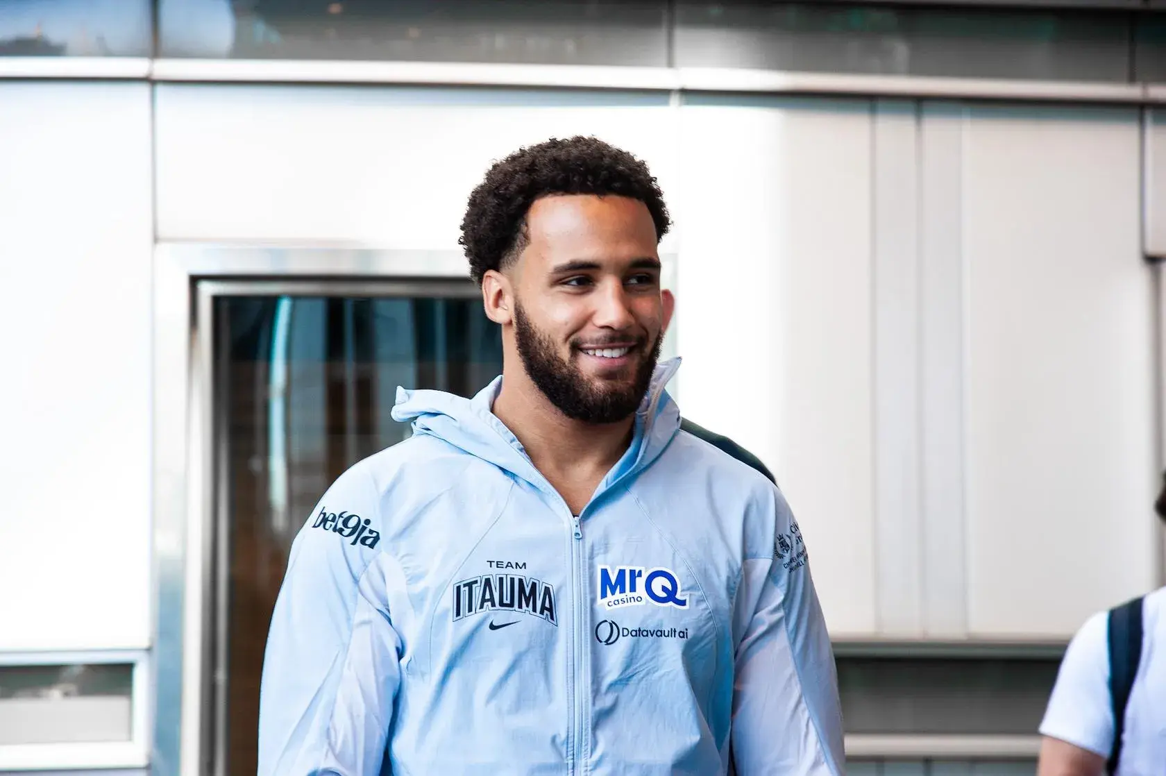 Moses Itauma braces himself for the media ahead of his August 2026 clash with Filip Hrgovic