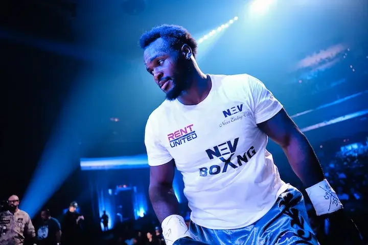 Nelvie Tiafack walks to the ring for his fight with Ramiro Robles on September 27, 2025.