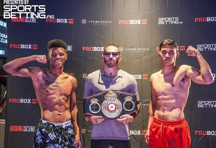 Jojo Diaz, Nicklaus Flaz and Darrelle Valsaint hit the scales for ProBox TV bout