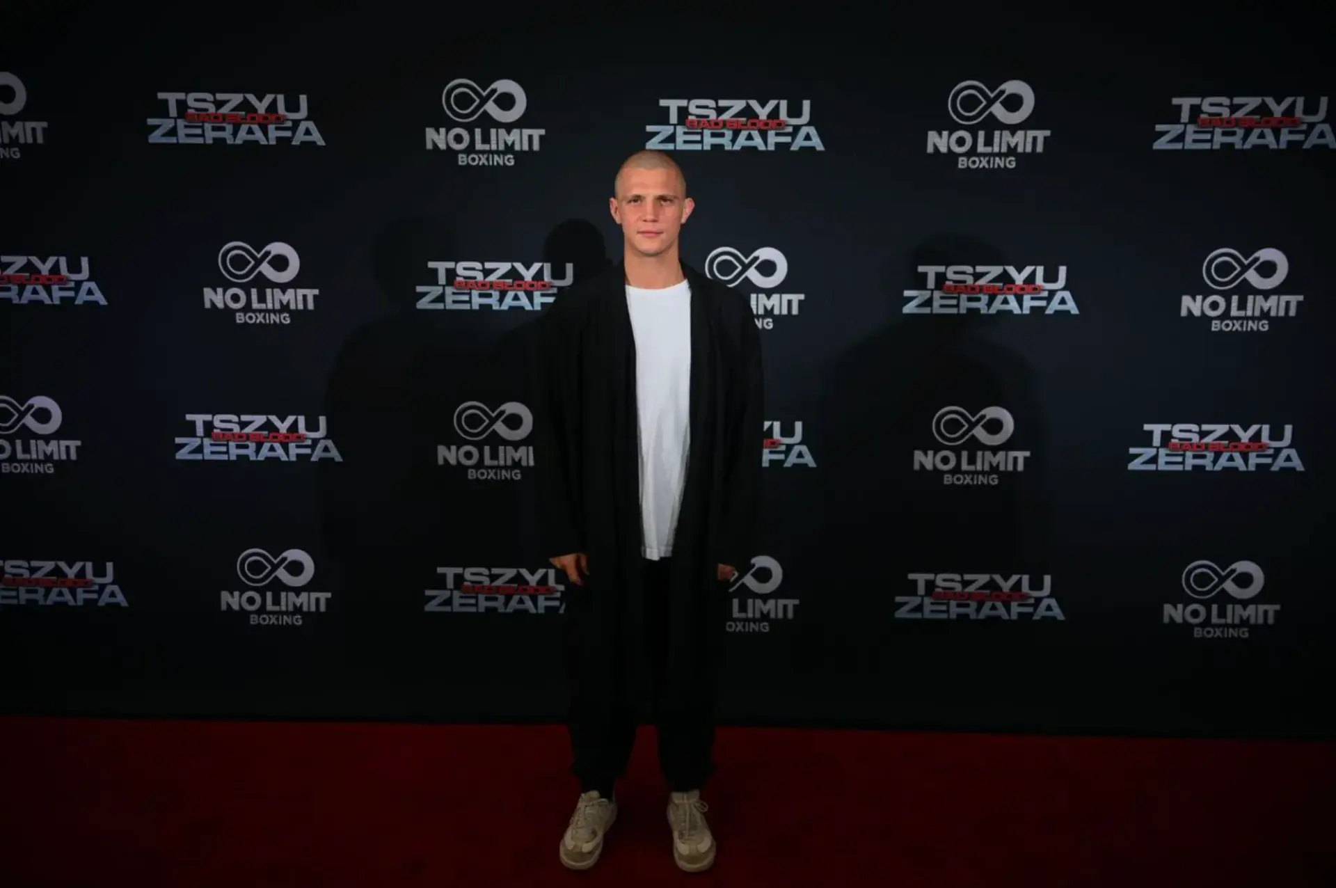 Nikita Tszyu is pictured at the grand arrivals ahead of his January 2026 boxing match with Michael Zerafa.