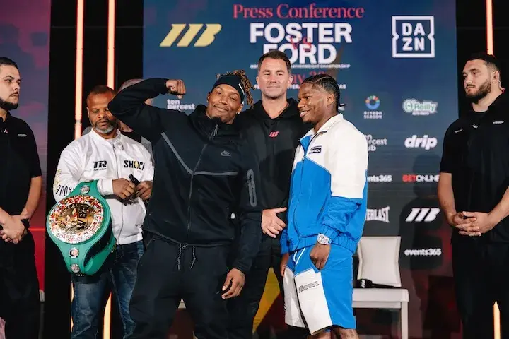 O'Shaquie Foster (left) and Raymond Ford face off at the press conference.  (April 24, 2026)