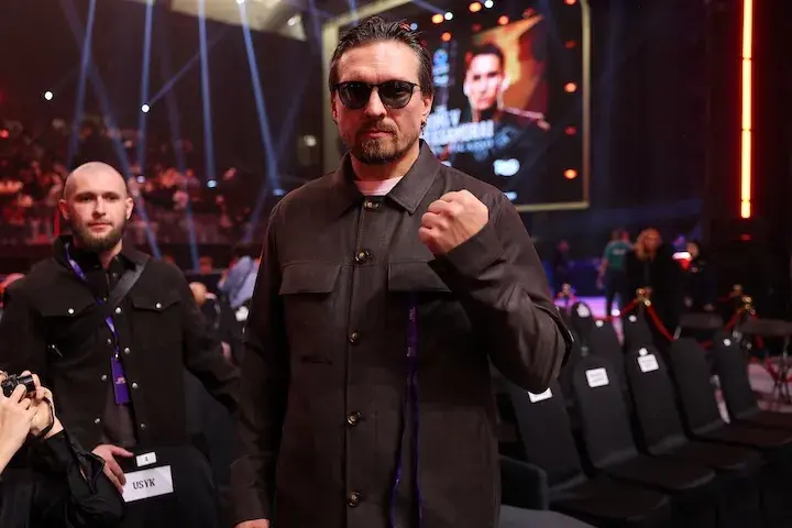 Oleksandr Usyk ringside during a boxing event on December 27, 2025