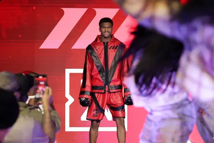 Omari Jones begins his walk to the ring for his boxing match with Yusuph Metu on November 1, 2025.
