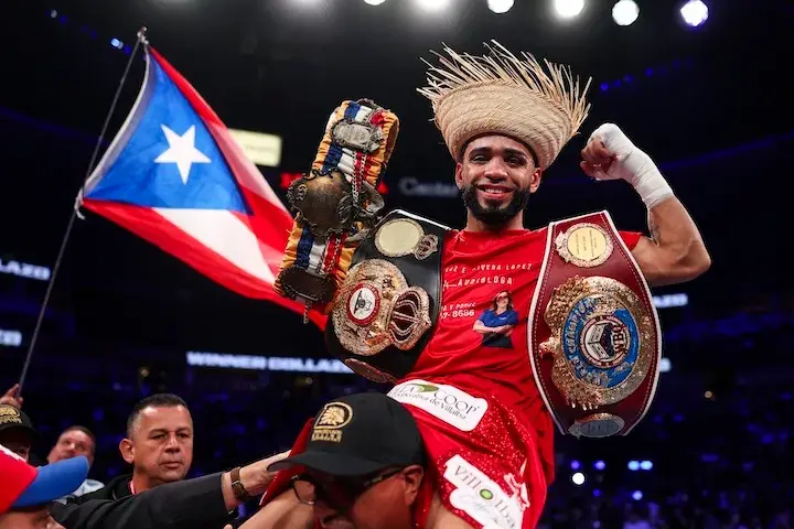 Oscar Collazo celebrates his victory over Jesus Haro. (March 14, 2026)