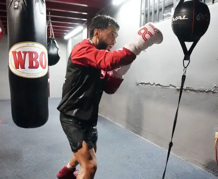 Oscar Collazo at a media workout in Puerto Rico ahead of his fight with Jesus Haro. (March 4, 2026)