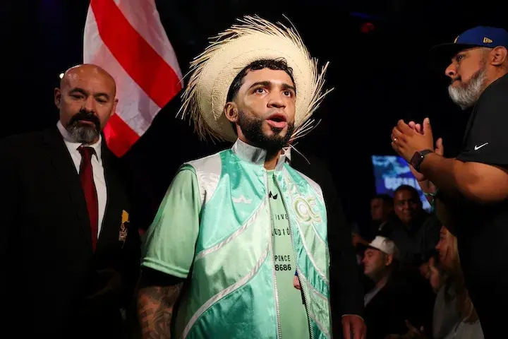 Oscar Collazo walks to the ring for his boxing match in September 2025.
