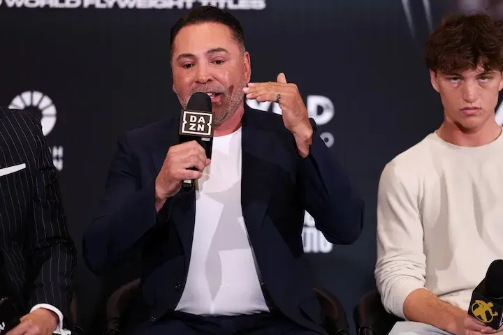 Oscar De La Hoya at a press conference. (March 12, 2026)