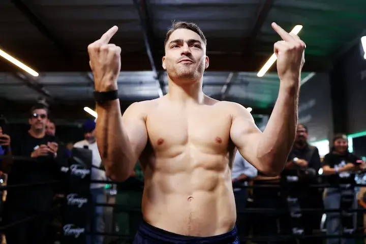 Oscar Duarte at the media workout ahead of his fight with Angel Fierro. (April 16, 2026)