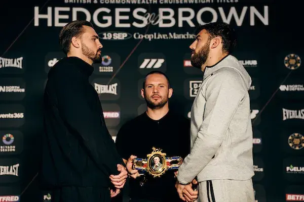 John Hedges [left] and Pat Brown ahead of their September 2026 British title fight showdown
