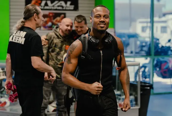 Raeese Aleem at his media workout in Las Vegas for his title fight against Angelo Leo. (April 28, 2026)