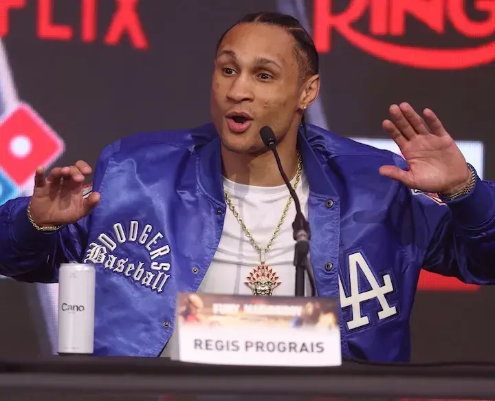 Regis Prograis speaks at the final press conference ahead of his fight with Conor Benn. (April 9, 2026)