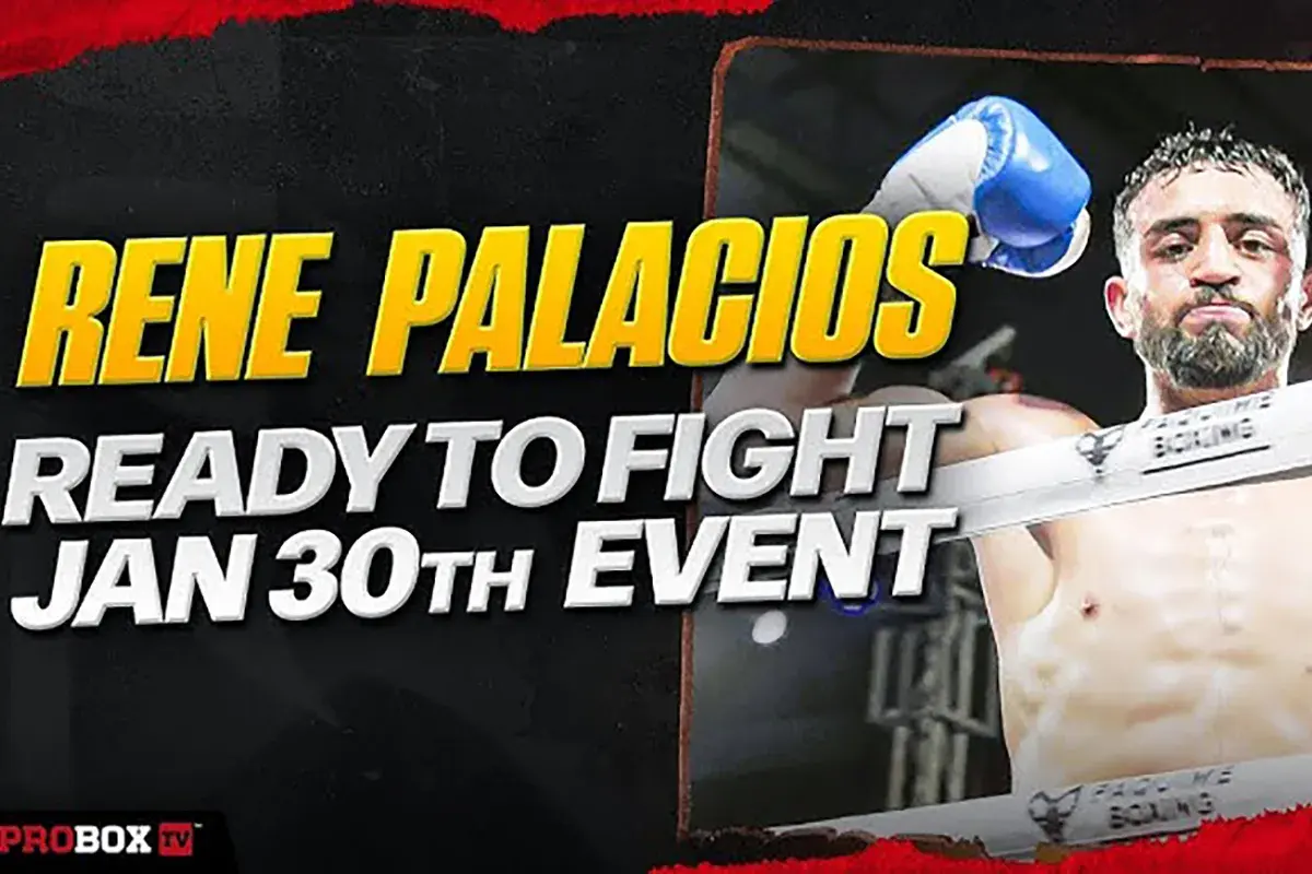 Rene Palacios "Ready to Fight" promotional banner for January 30 clash with Sulaiman Segawa