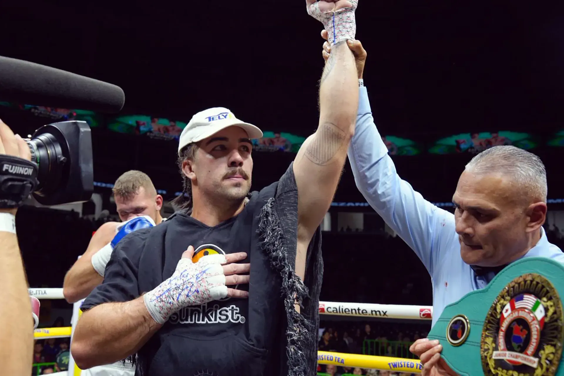 Richard Torrez Jnr celebrates after defeating Tomas Salek via first-round TKO on November 15, 2025.