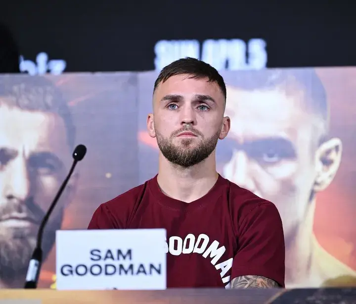 Sam Goodman at the final press conference for his fight against Rodrigo Fabian Ruiz. (April 2, 2026)
