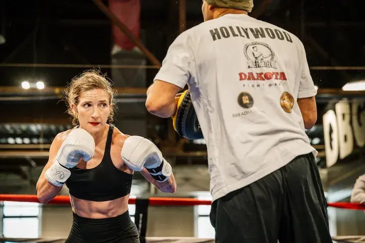 Samantha Worthington at a media workout ahead of her interim WBA junior welterweight title defense against Edith Soledad Matthysse. (February 20, 2026)