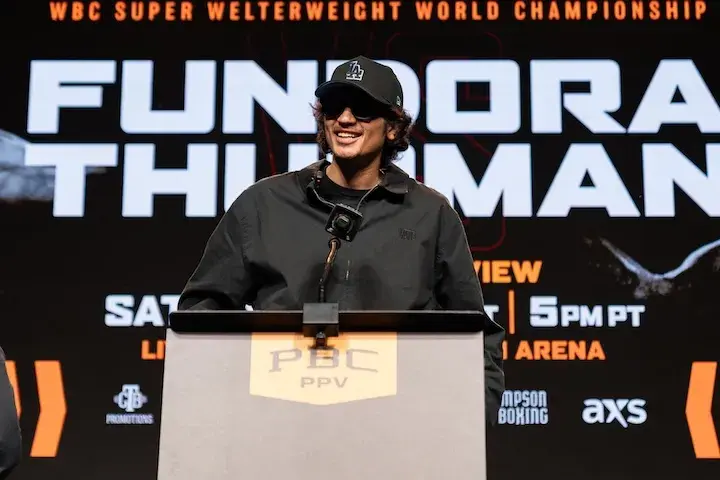 Sebastian Fundora at the press conference for his pay-per-view Sebastian Fundora on February 4, 2026.