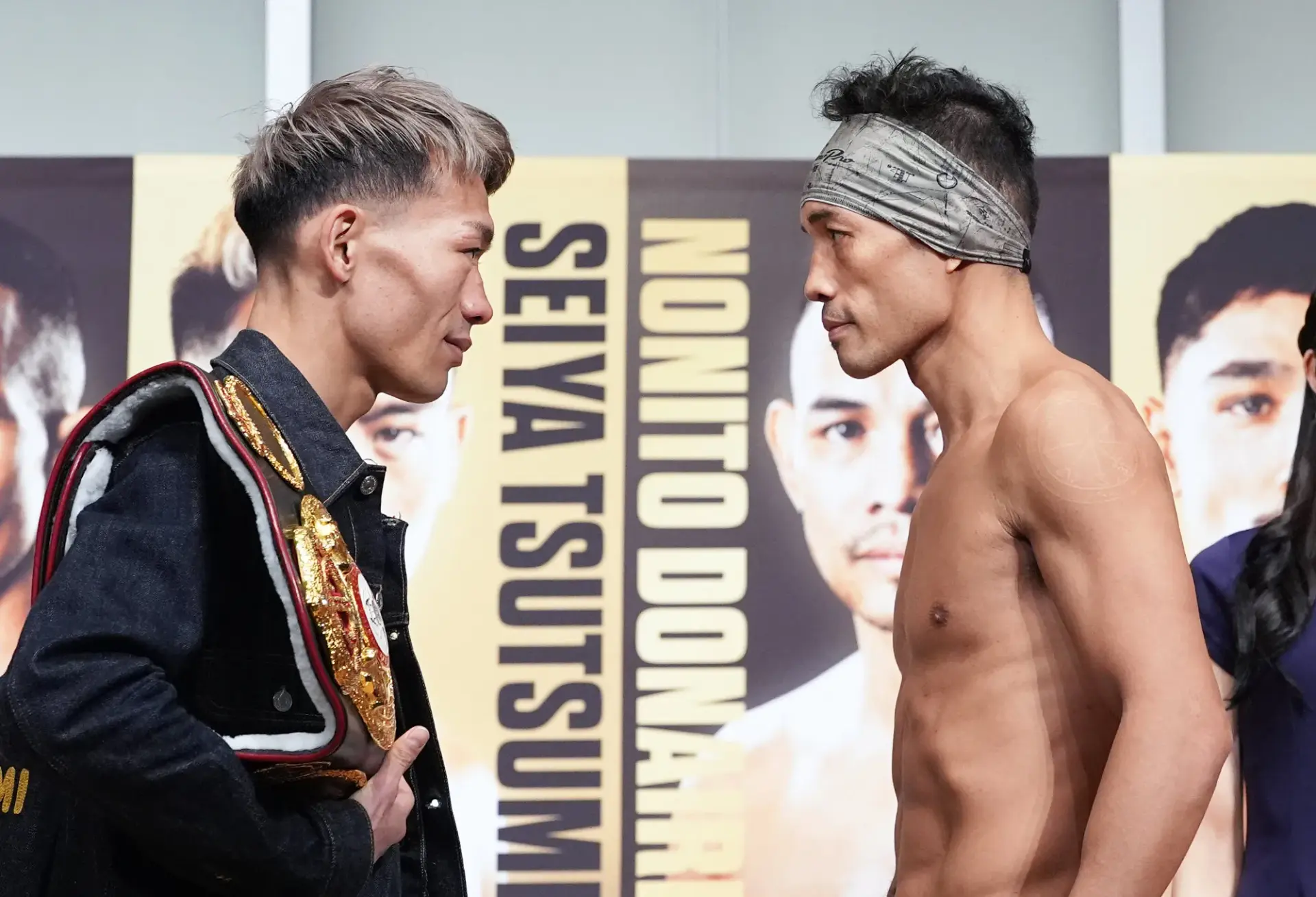 SeiyaTsutsumi and Nonito Donaire post-weigh in staredown