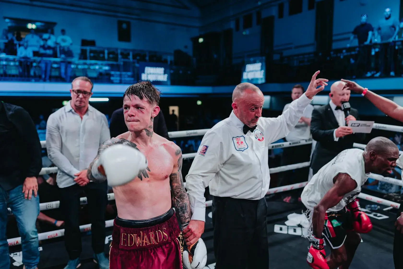 Charlie Edwards realises the decision has gone to Sikho Nqothole in London on May 29, 2026