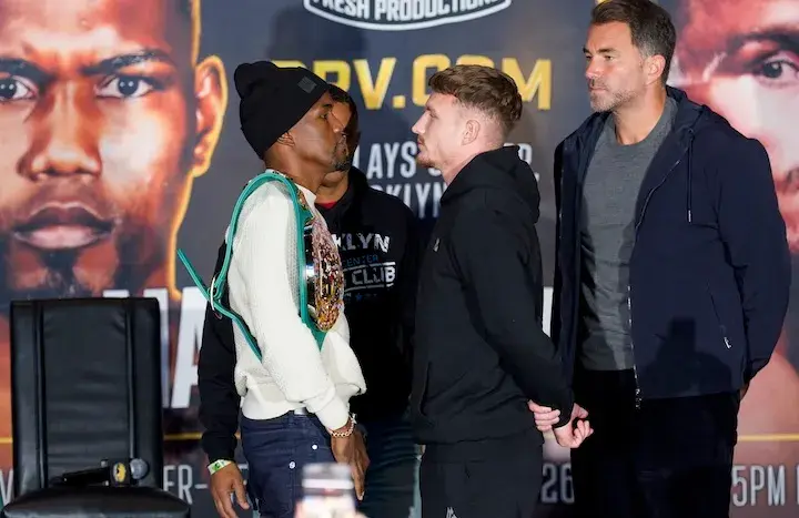 Subriel Matias and Dalton Smith face off with each other at a press conference on November 10, 2025.