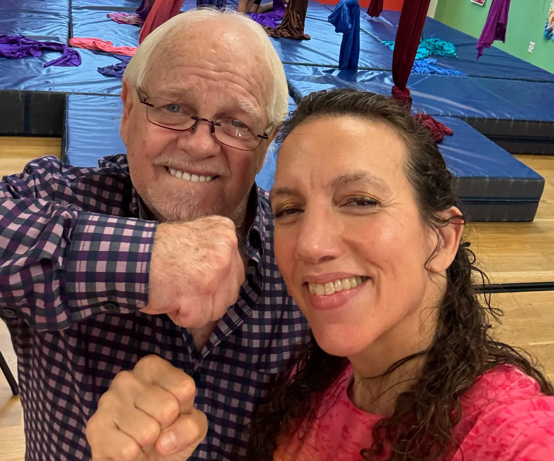 Retired fighter Sumya Anani (rightr), who defeated Christy Martin in 1998, is pictured here decades later with trainer Barry Becker