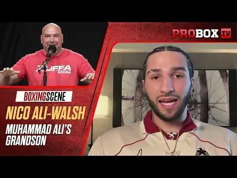 Thumbnail for "THEY'RE EXPLOITING MY GRANDFATHER'S NAME" Nico Ali-Walsh SLAMS Zuffa Boxing Over Ali Revival Act