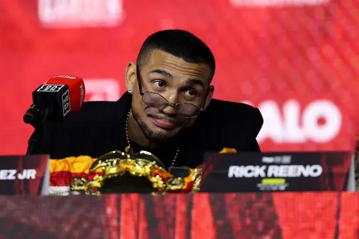 Teofimo Lopez at the press conference ahead of his fight his fight with Shakur Stevenson. Photo taken on January 29, 2026.