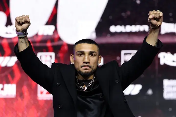 Teofimo Lopez at his press conference ahead of his fight with Shakur Stevenson. Photo taken on January 29, 2026.