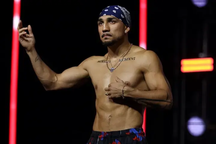 Teofimo Lopez after making weight at the weigh-in on January 30, 2026.