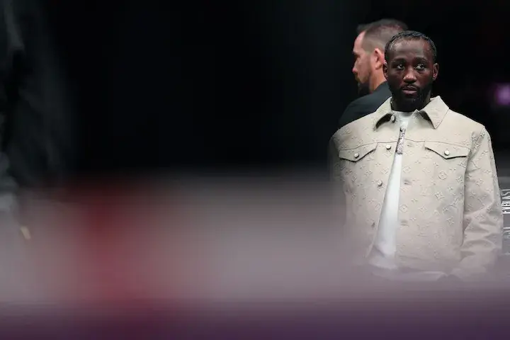 Terence Crawford in the ring before Shakur Stevenson-Teofimo Lopez on January 31, 2026.