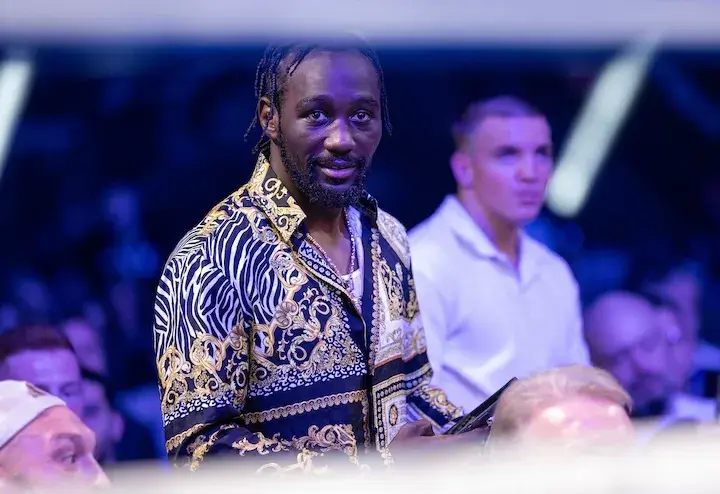 Terence Crawford ringside at a boxing match.