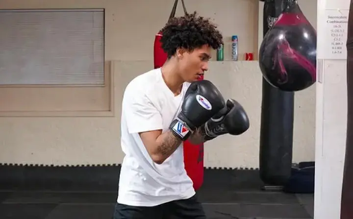 Troy Nash Jnr trains in the gym.