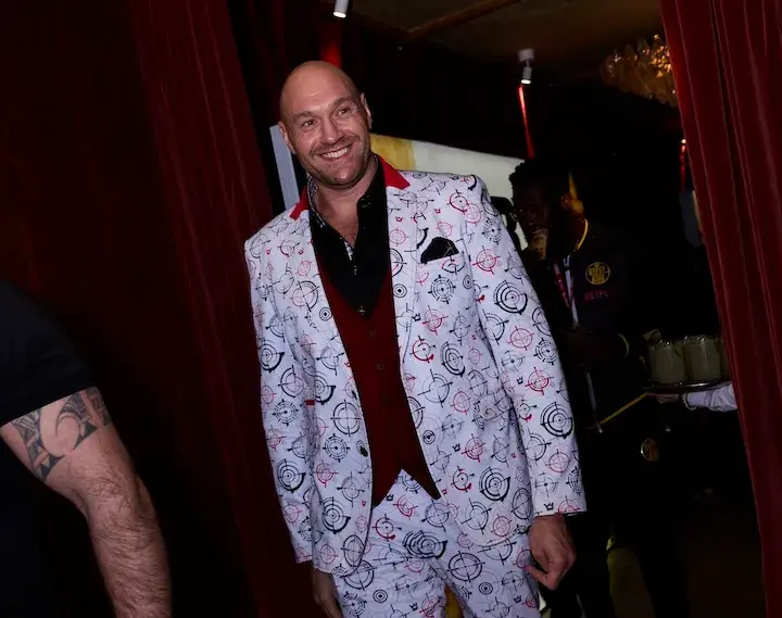 Tyson Fury at the launch party for his fight against Arslanbek Makhmudov. (April 8, 2026)