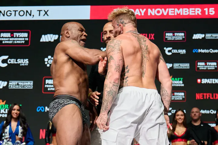 Mike Tyson and Jake Paul hit the scales ahead of Friday spectacle