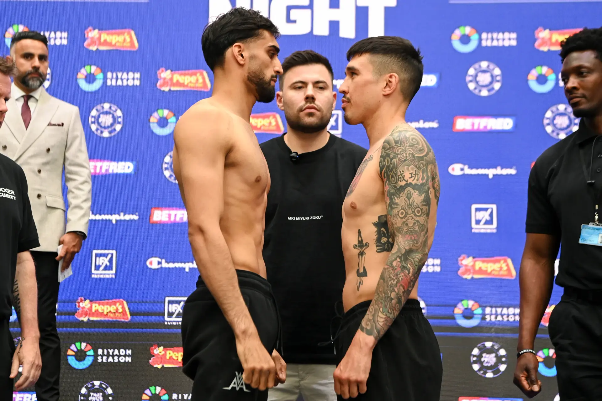 Adam Azim and Steve Claggett hit the scales ahead of their Wembley bout