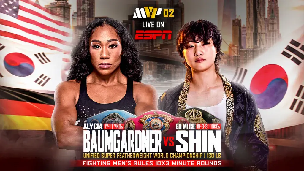 Fight art for the bout between Alycia Baumgardner and Bo Mi Re Shin on April 17, 2026.