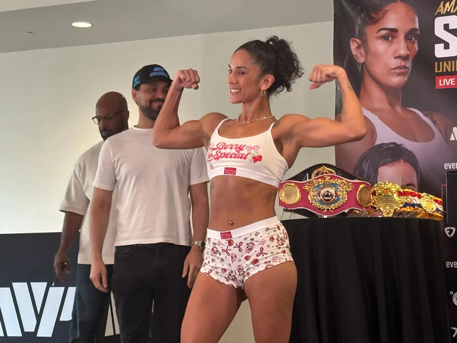 Amanda Serrano weighs in on January 2, 2026, for her title defense against Reina Tellez