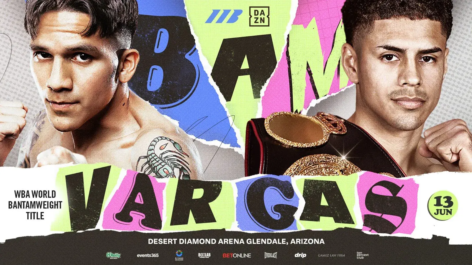 Fight art for the boxing match between Antonio Vargas and Jesse "Bam" Rodriguez