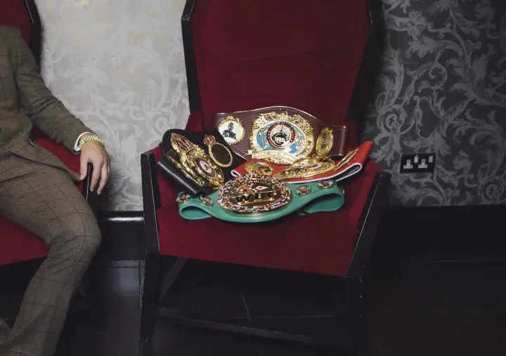 A rare sighting of all four sanctioning body belts together