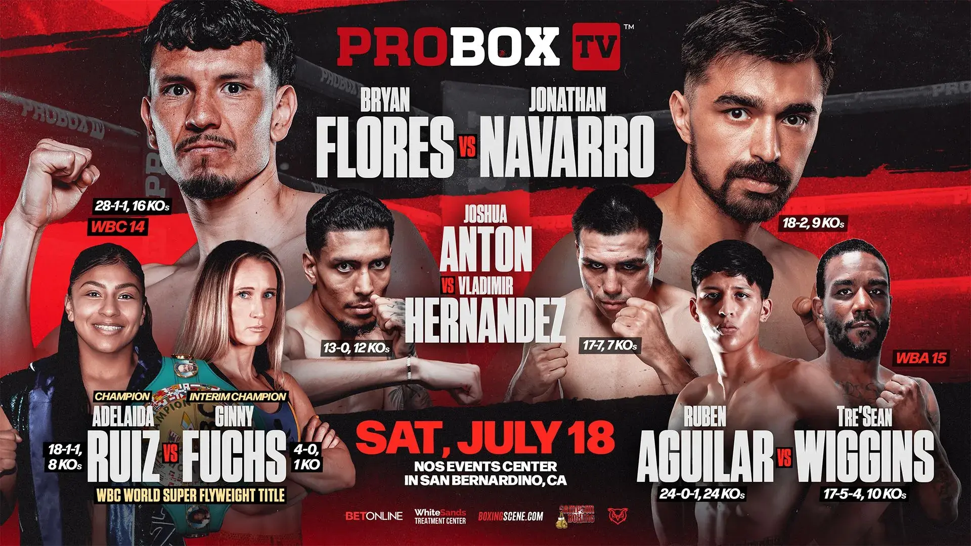 Poster for Bryan Flores vs. Jonathan Navarro, July 18, 2026 in San Bernardino