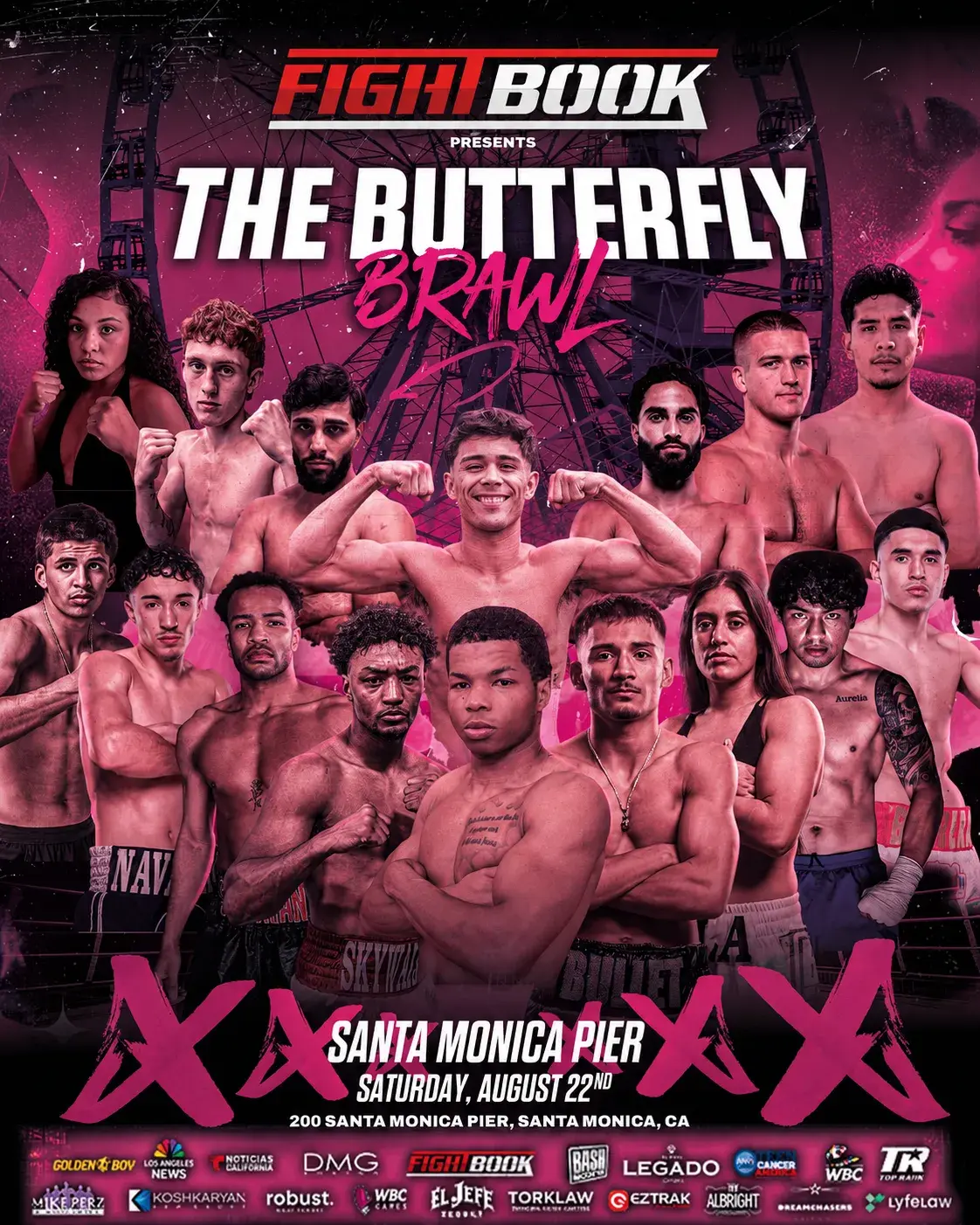 Poster for The Butterfly Brawl, August 22 on the Santa Monica Pier